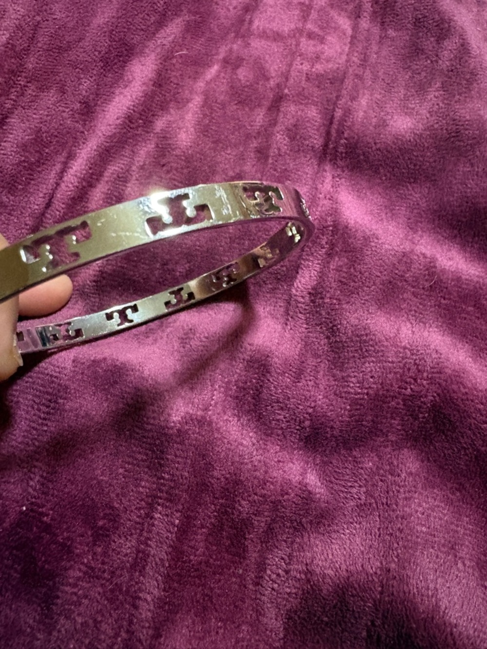Tory Burch Silver Logo Cutout Double Bangle